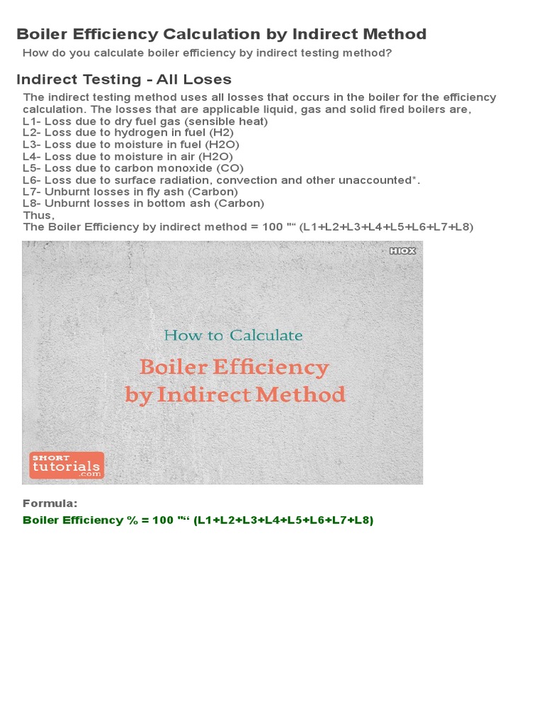 Indirect Method for Boiler Efficiency | PDF