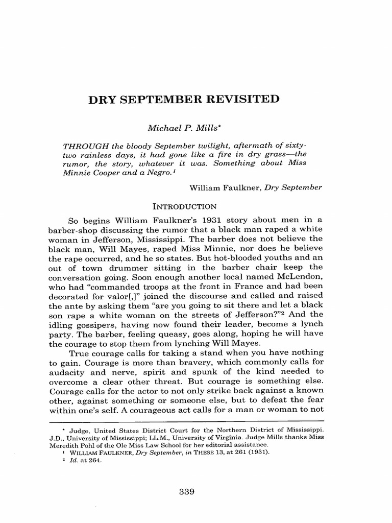 "Dry September Revisited" by Judge Michael Mills PDF