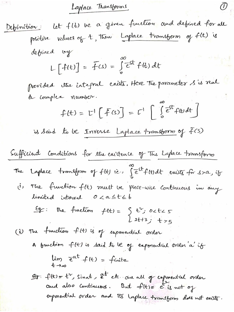 M2 Unit5 Laplace Transforms Full Pdf