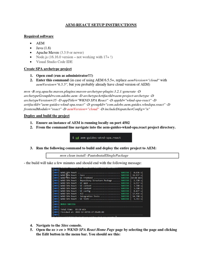 AEM React SPA Setup Guide | PDF