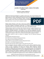 Preparation of Specialists of The Hotel Complex Analysis of The Quality of Services