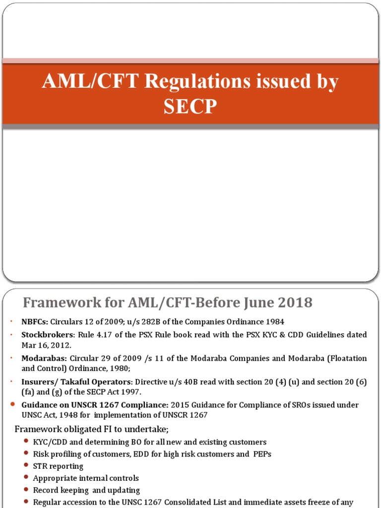 SECP AML-CFT Regulations Presentation | PDF | Money Laundering ...
