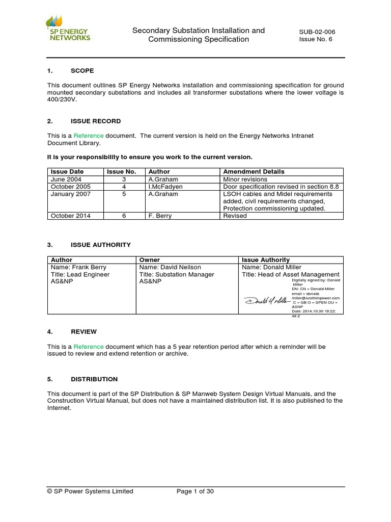 Secondary Substation Installation Guide | PDF | Electrical Substation ...