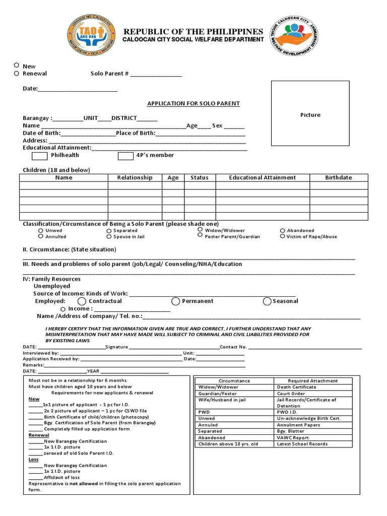 Solo Parent ID Application Guide | PDF