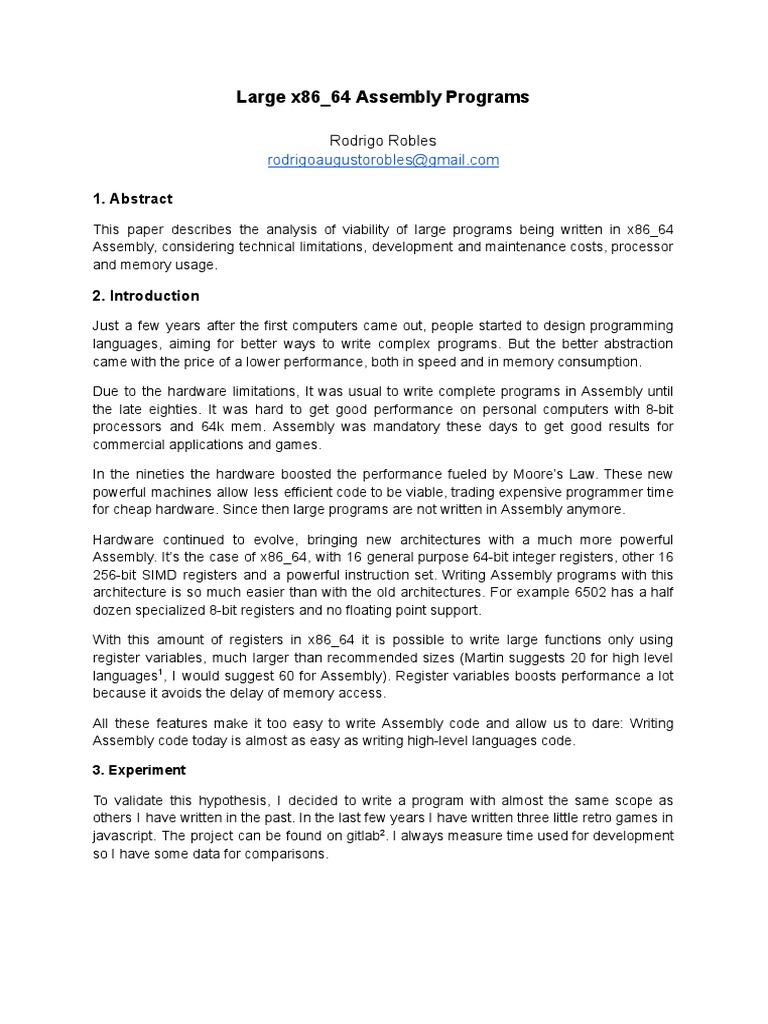 Large x86 - 64 Assembly Programs | PDF | Assembly Language | Computer ...