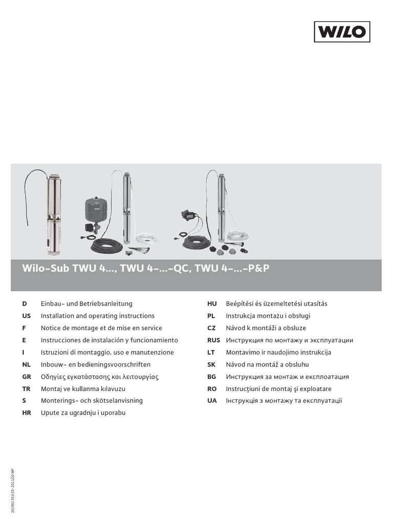 Guide d'installation Wilo-Sub TWU 4 | PDF
