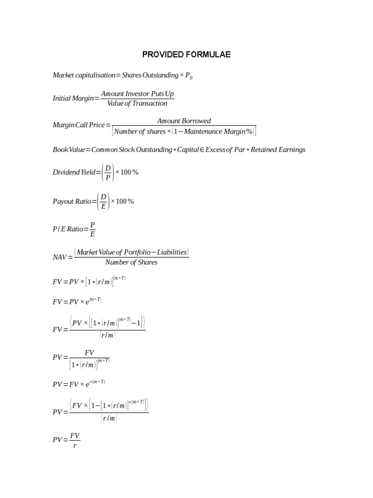 Formula Sheet | PDF