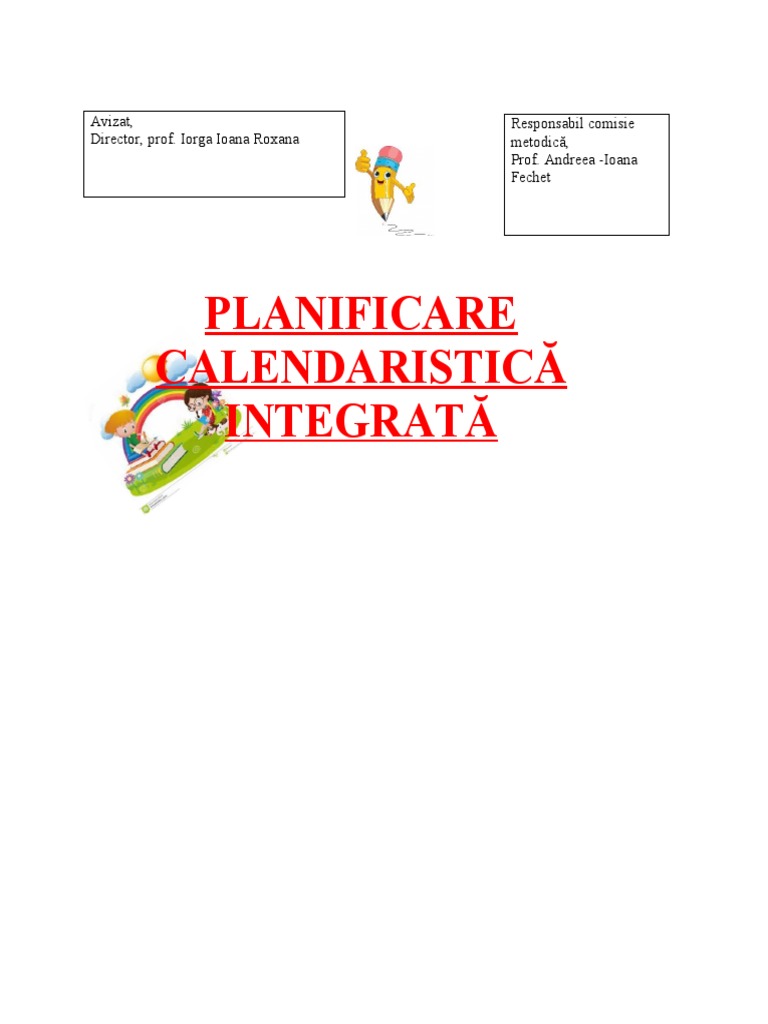 Planificare Calendaristica - Clasa Pregatitoare | PDF