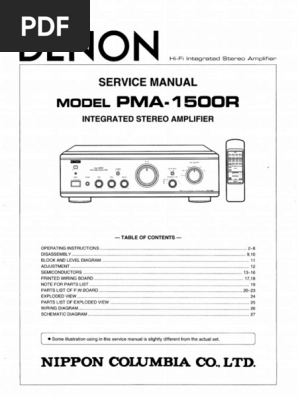 Denon PMA-1500R Service Manual | PDF
