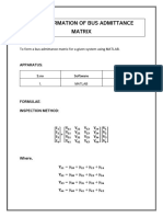 Experiment 1 - Formation of Bus Admittance Matrix