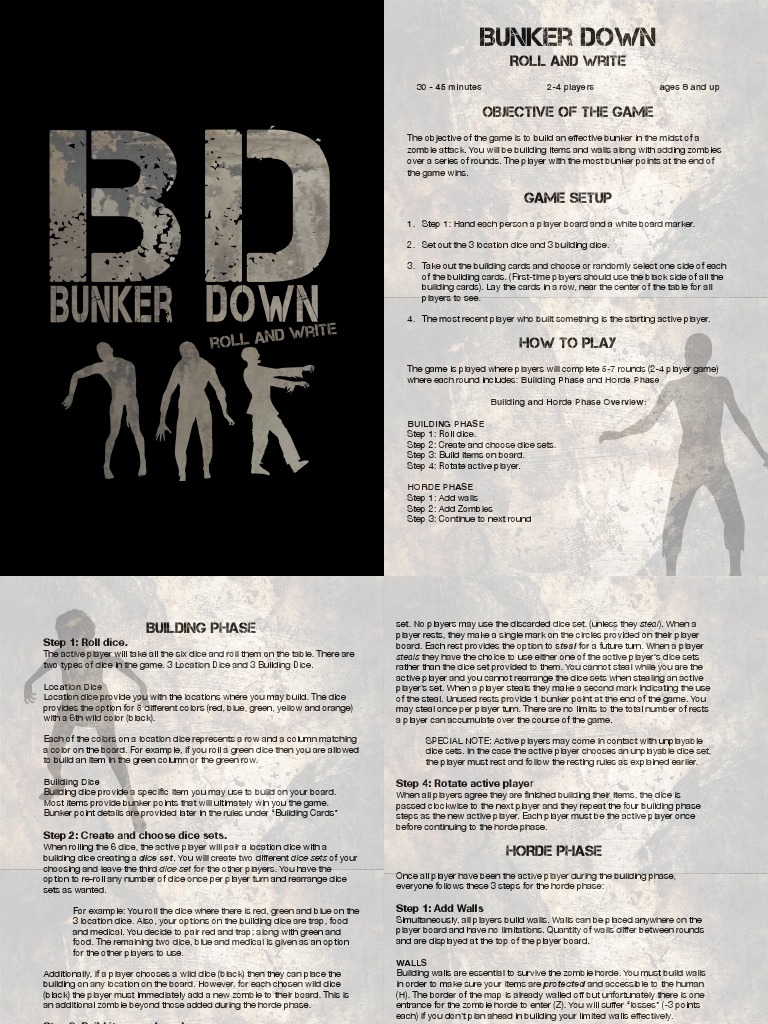 Bunker Down Rules PDF Dice Fortification