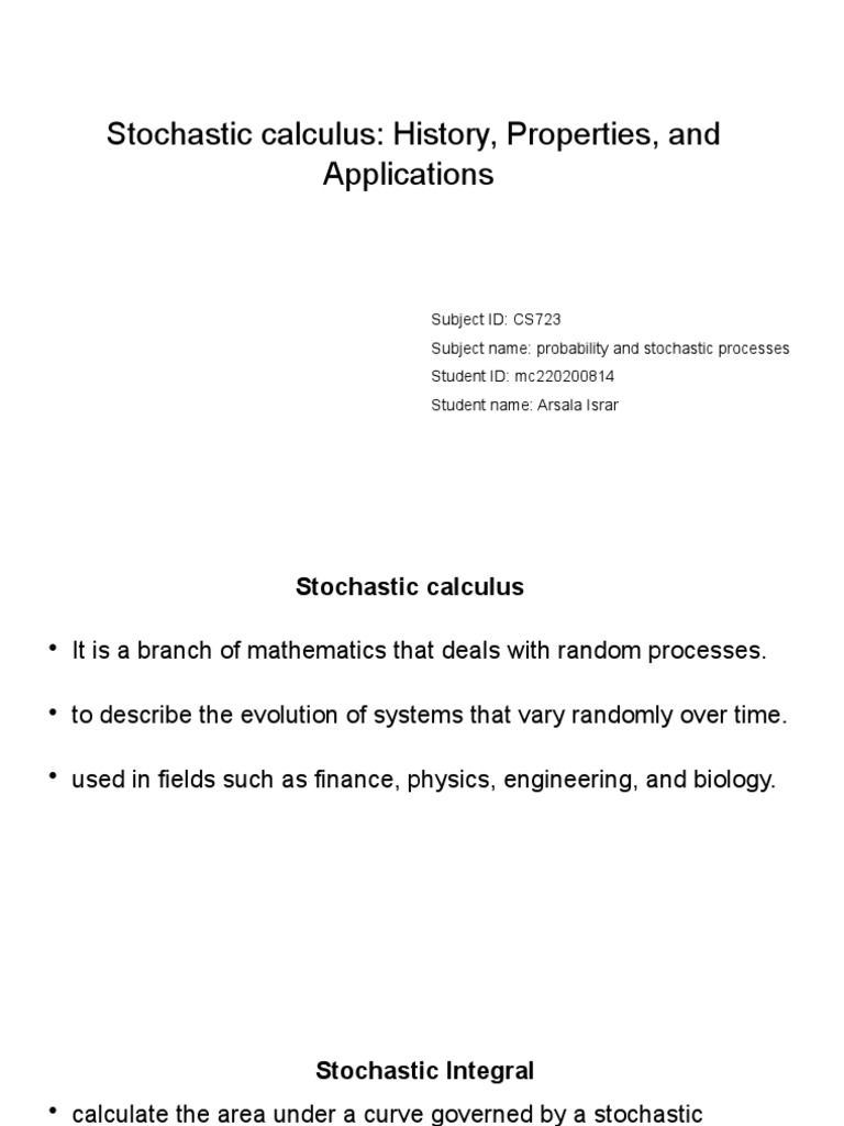 Pp stochastic calculus pdf stochastic process stochastic