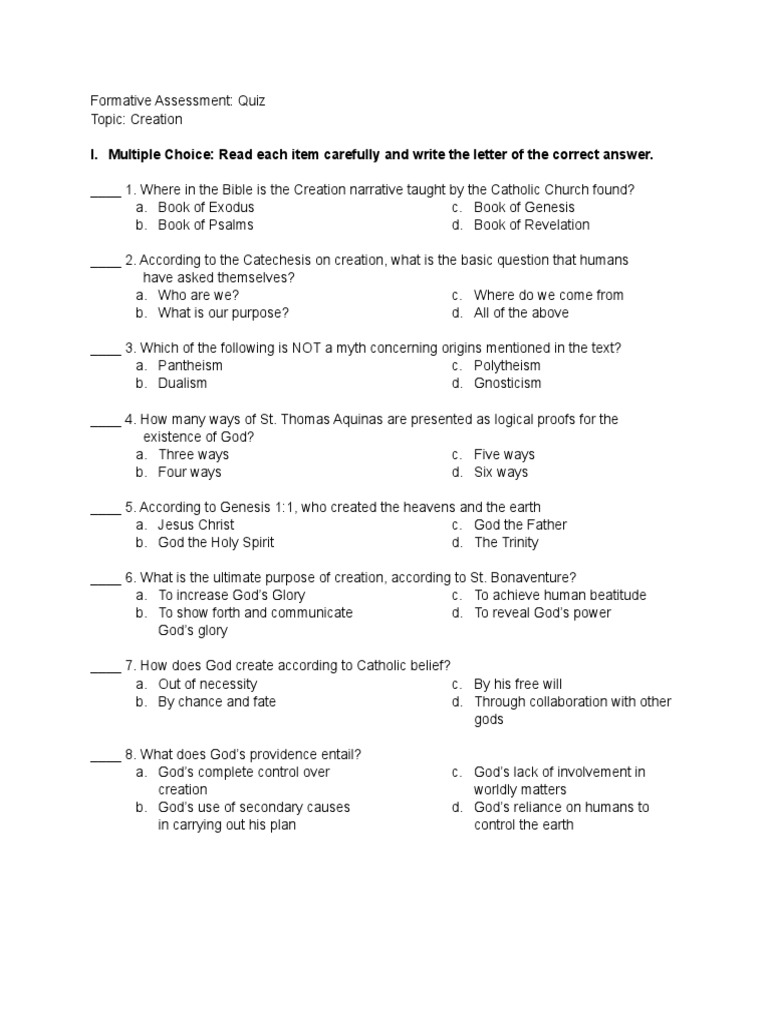 Formative Assessment Quiz (Creation) | PDF | Science & Mathematics