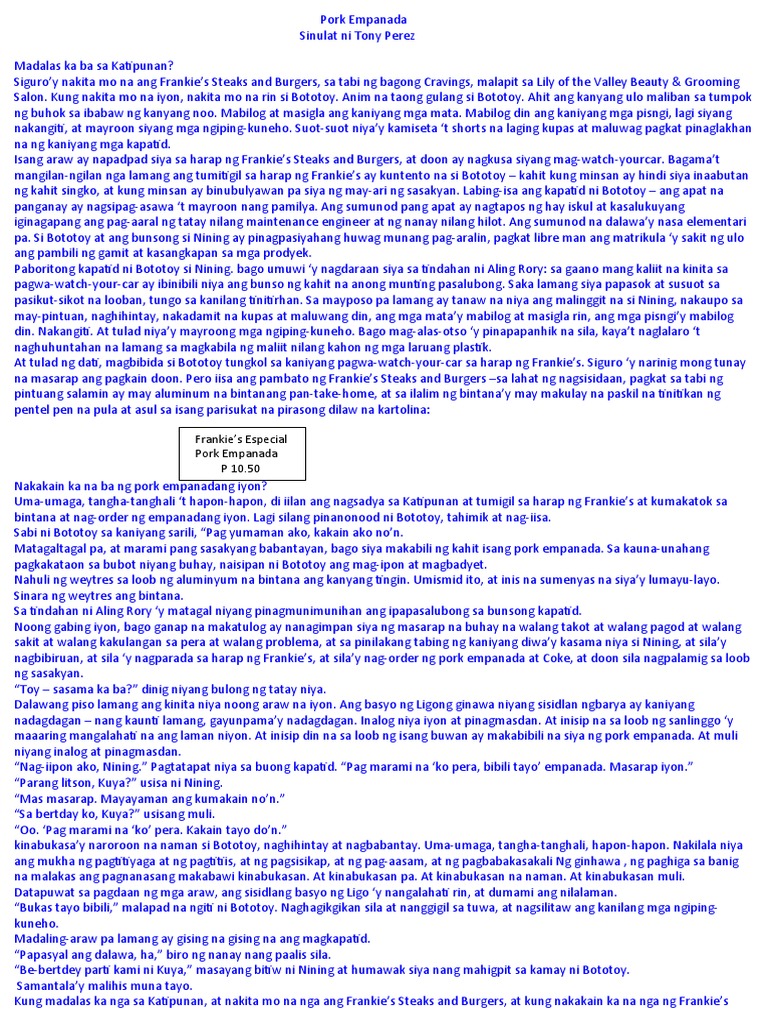 Pork Empanada Kwento PDF