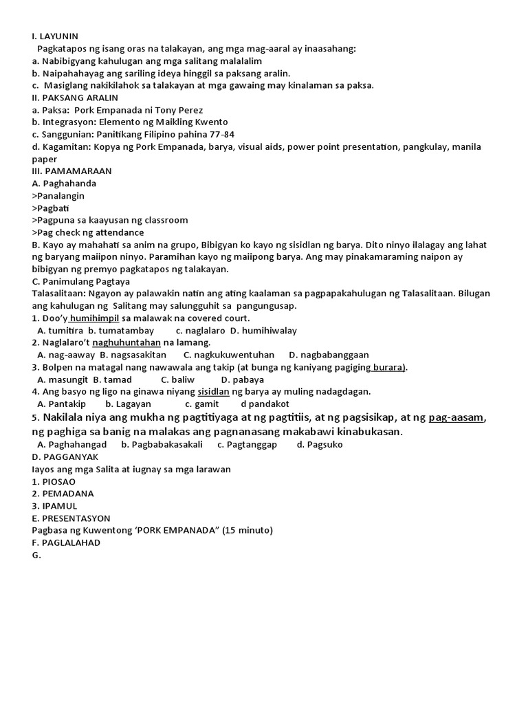 Lesson Plan Pork Empanada PDF