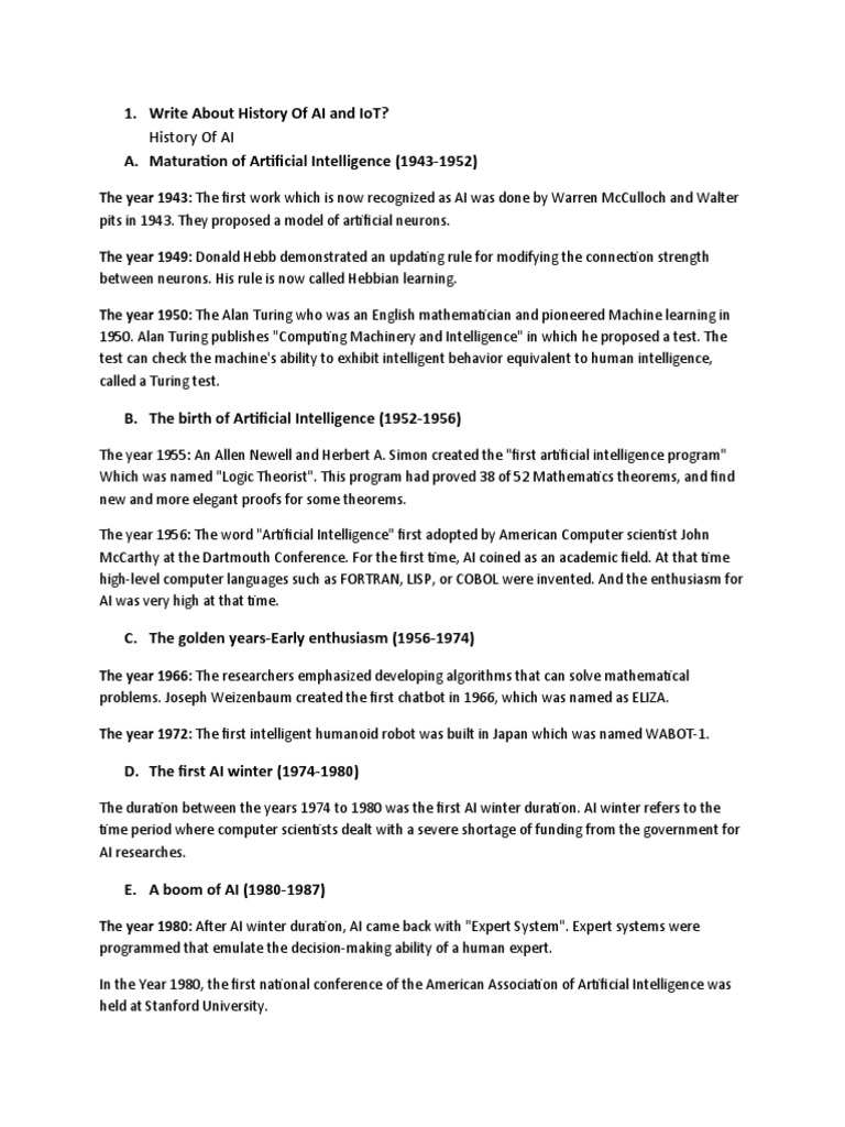 History of AI and IoT Evolution | PDF | Artificial Intelligence ...