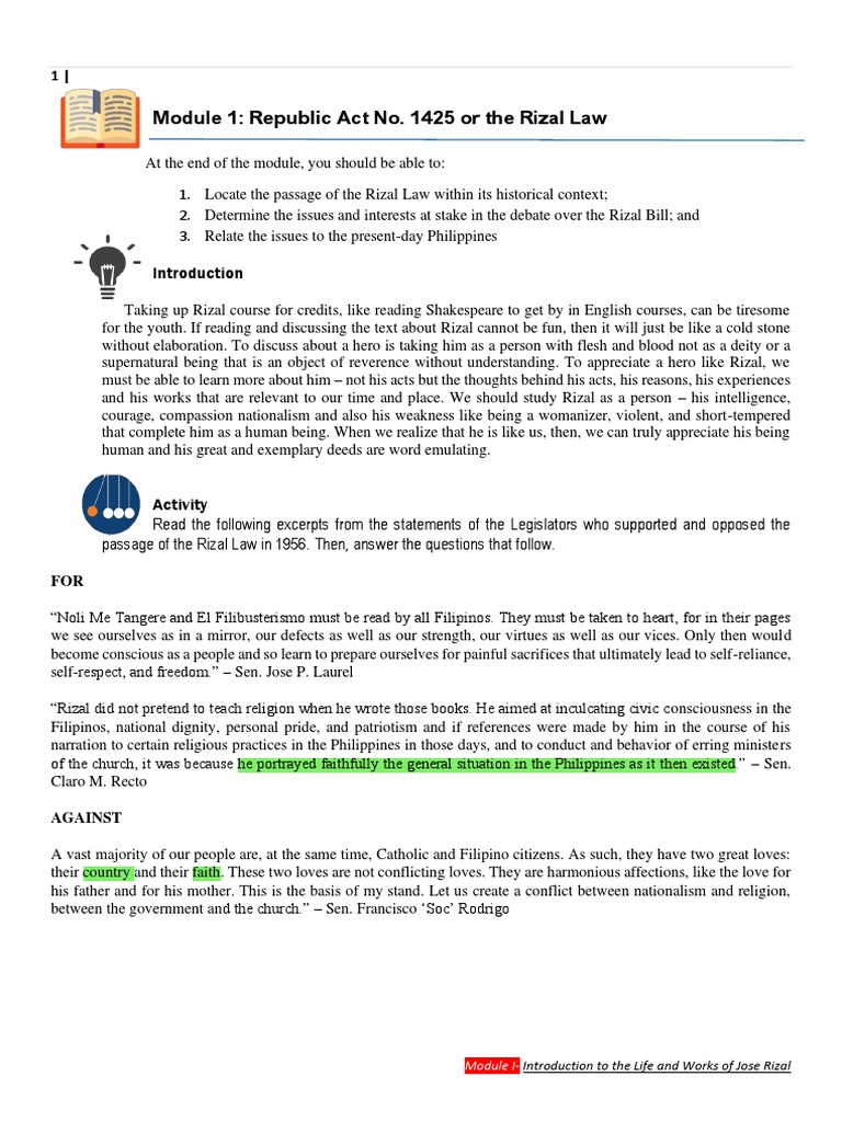 Module 1 RA 1425 | PDF