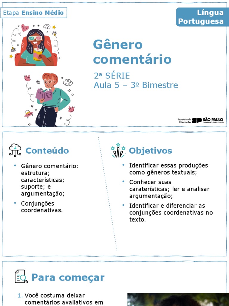 Gênero Comentário: 2 Série Aula 5 - 3 Bimestre | PDF