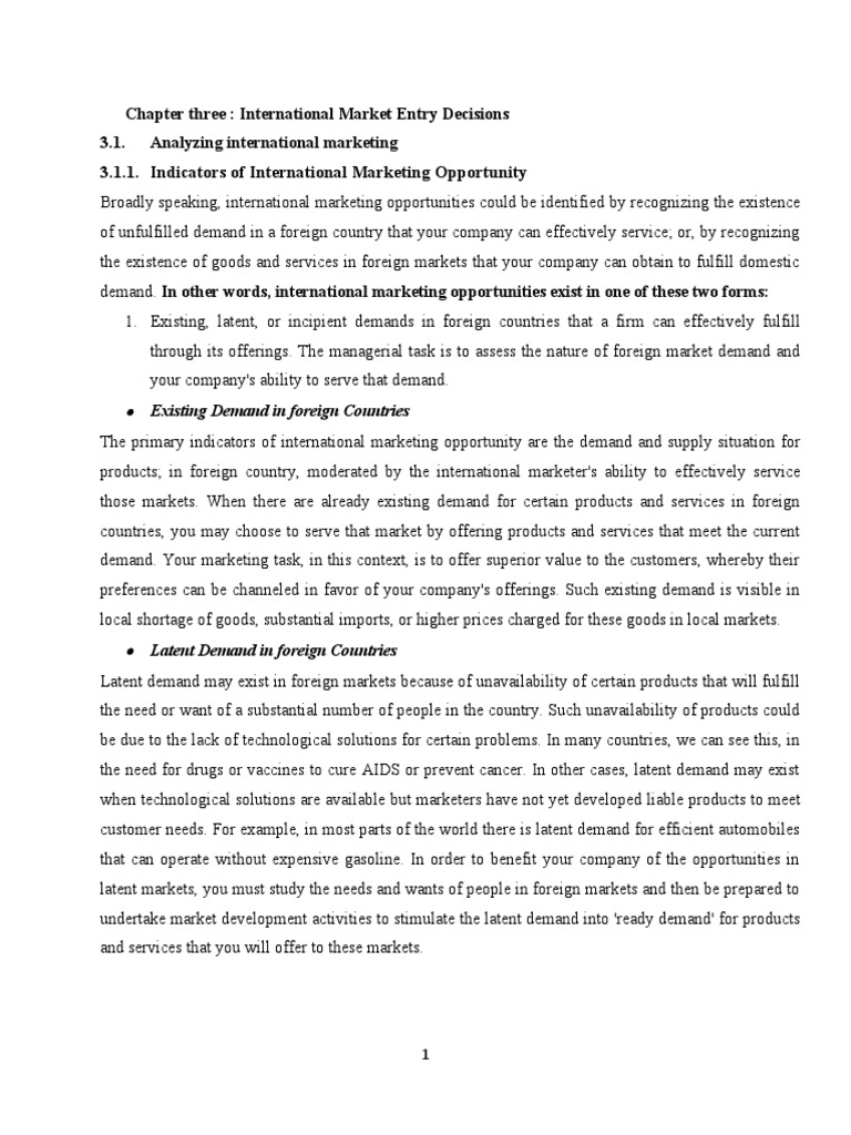 Basic Entry Decisions