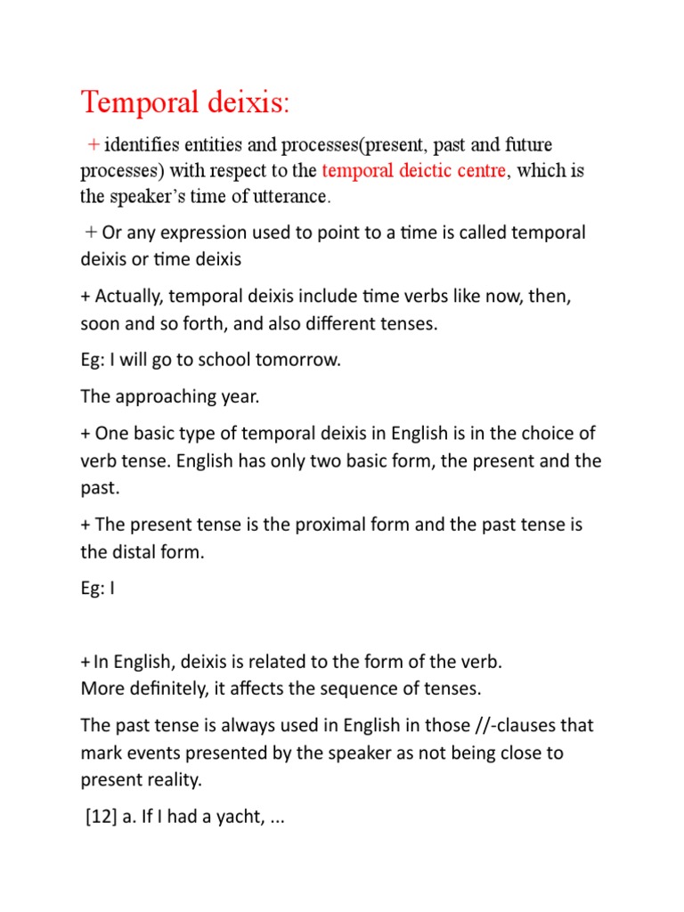 Temporal Deixis | PDF | Foreign Language Studies