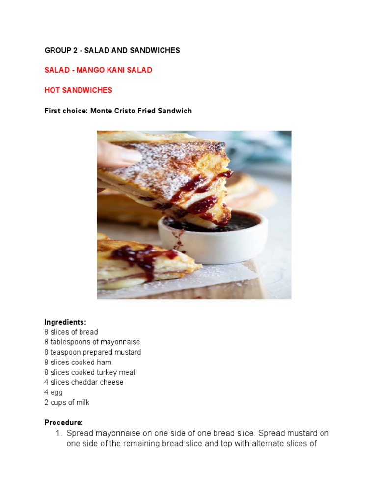 Group 2 Salad And Sandwiches Pdf Breads Sandwich