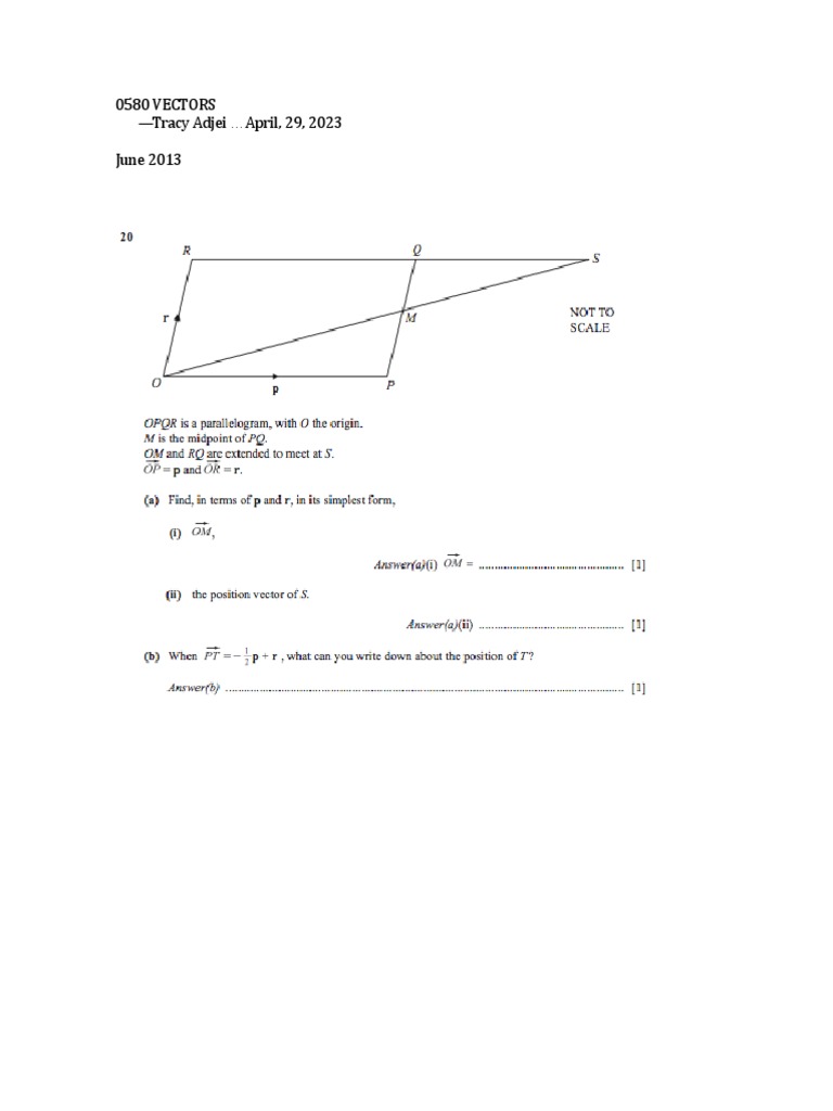 0580 Vectors | PDF