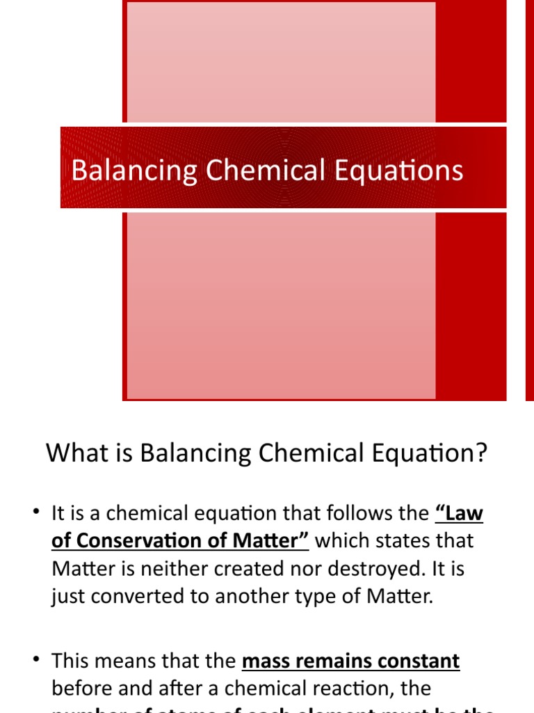 Balancing Chemical Equations PDF