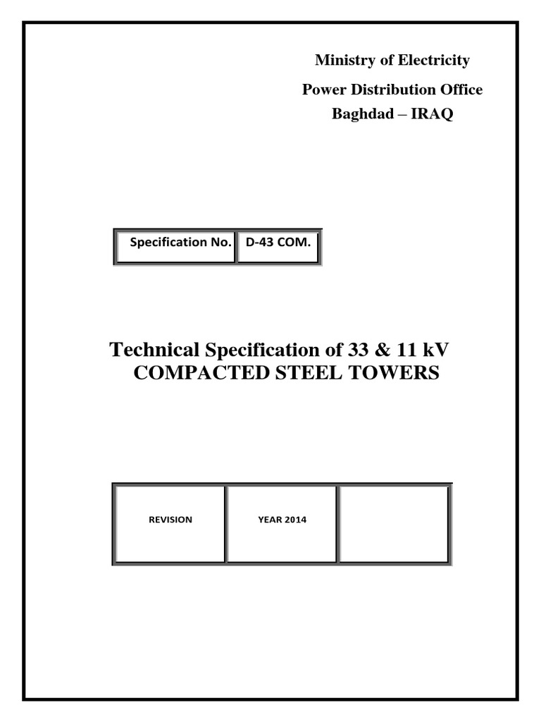 11kV Compacted Steel Tower Specifications | PDF | Buckling | Strength ...