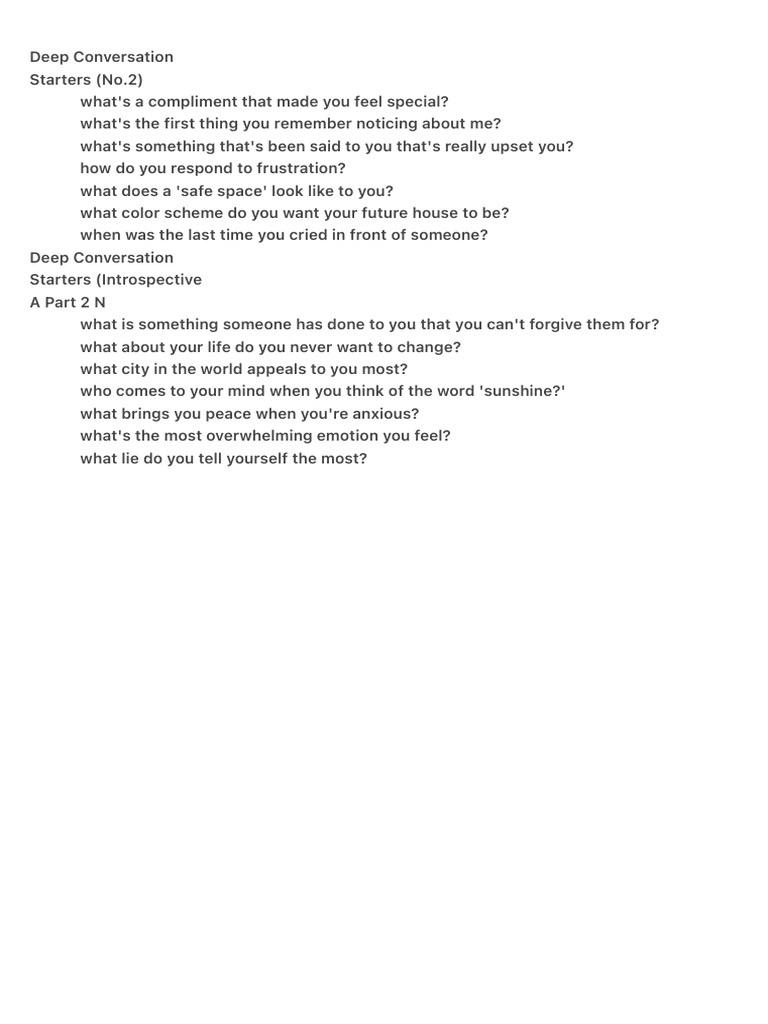 Deep Conversation | PDF | Language Arts & Discipline | Self-Improvement