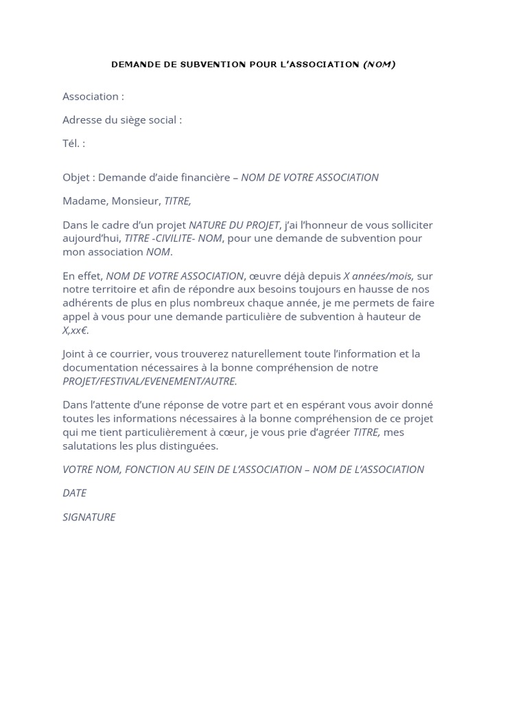 comment rédiger une lettre de demande de financement