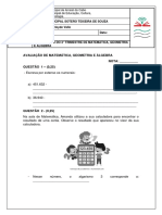 2° Avaliação Do 2° Trimestre Matemática, Geometria e Álgebra