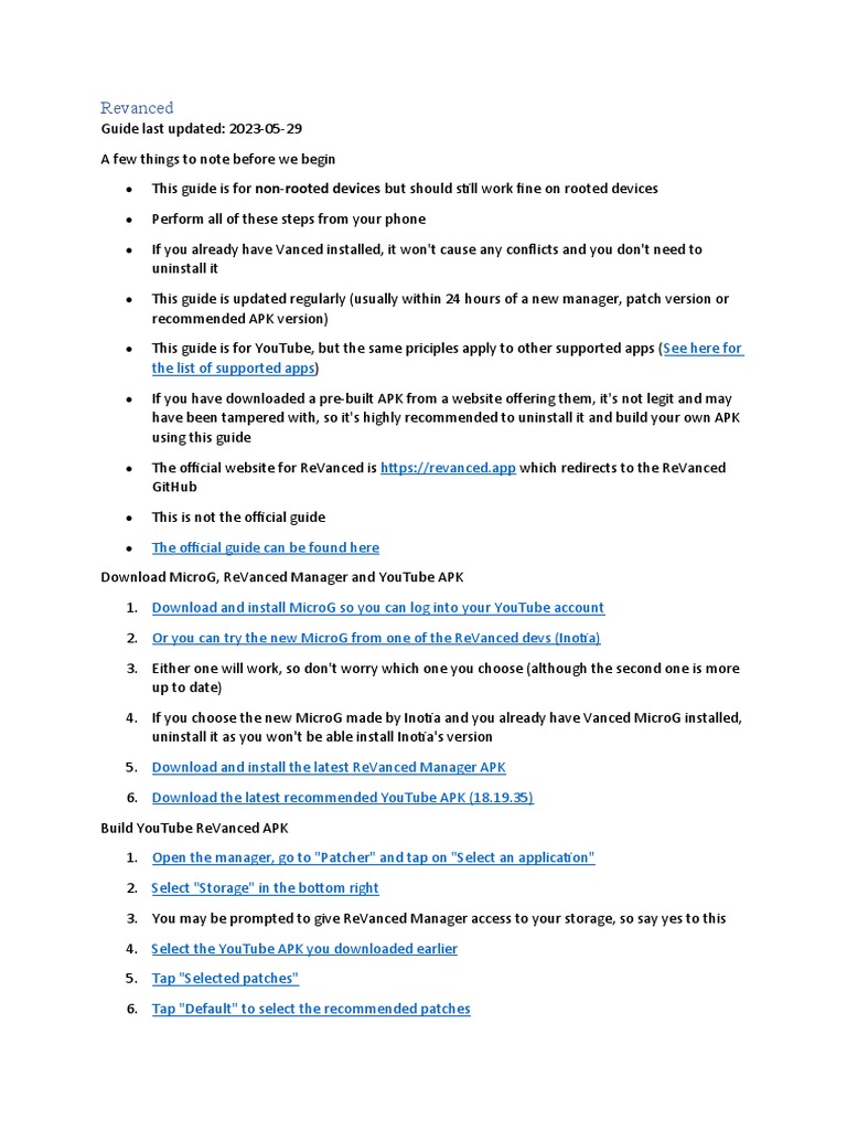 Revanced Instrukcje | PDF