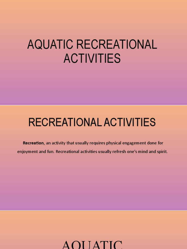 Aquatic Recreational Activities PDF Scuba Diving Swimming