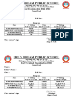 Admit Card Format