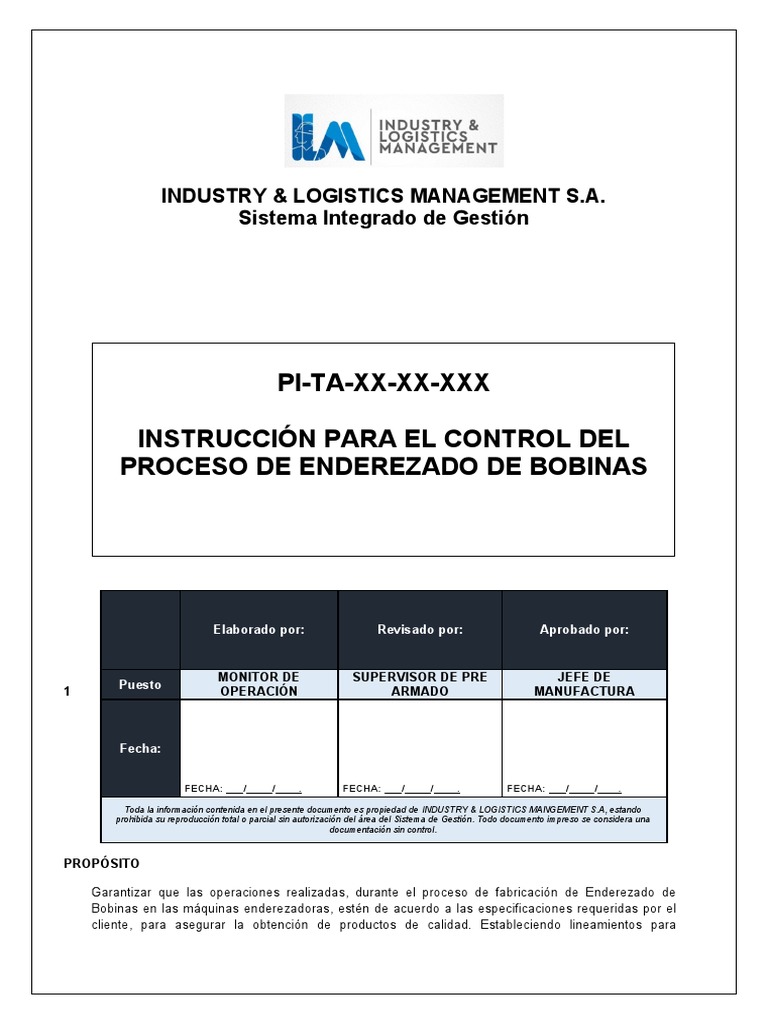 PI-TA-XX-XX-XXX INSTRUCCIÓN PARA EL CONTROL DEL PROCESO DE ENDEREZADO ...
