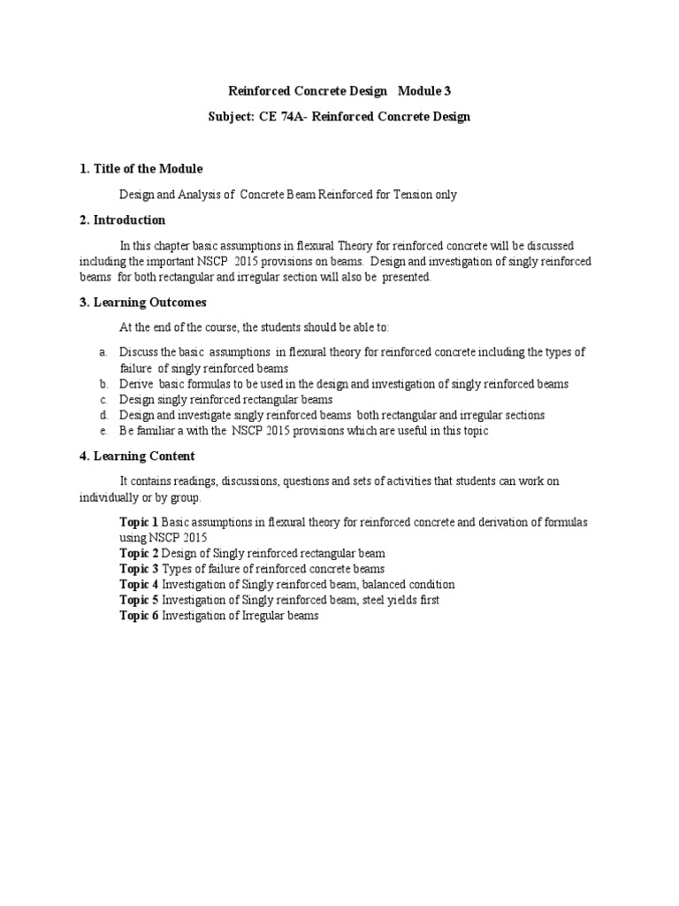 Reinforced Concrete Design Module 3 | PDF