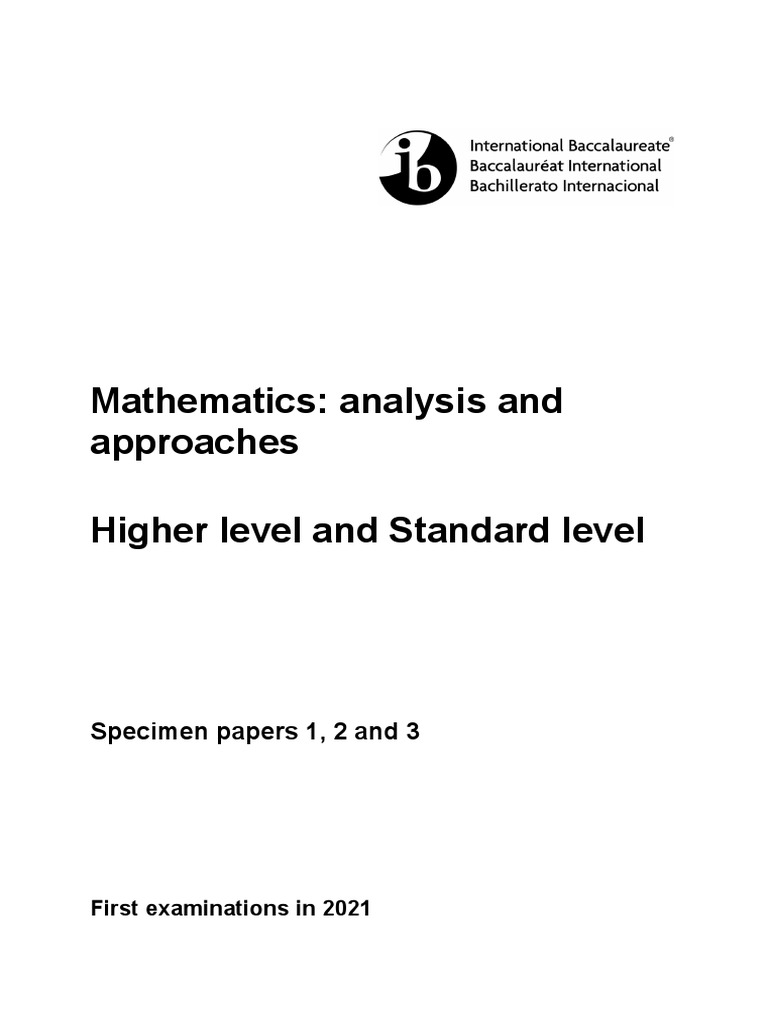 Math AA Specimen Papers 2021 - English | PDF | Mathematical Relations ...