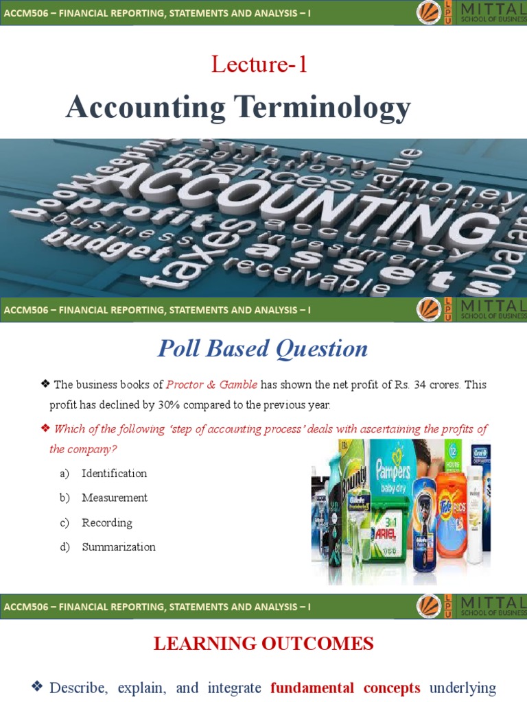 Lecture 1 Accounting Terminology | PDF | Finance & Money Management