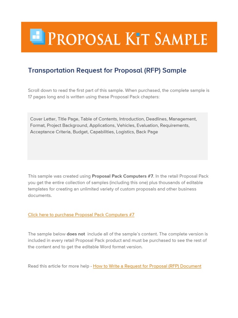 Transportation Services Request For Proposal Sample | PDF | Cargo ...