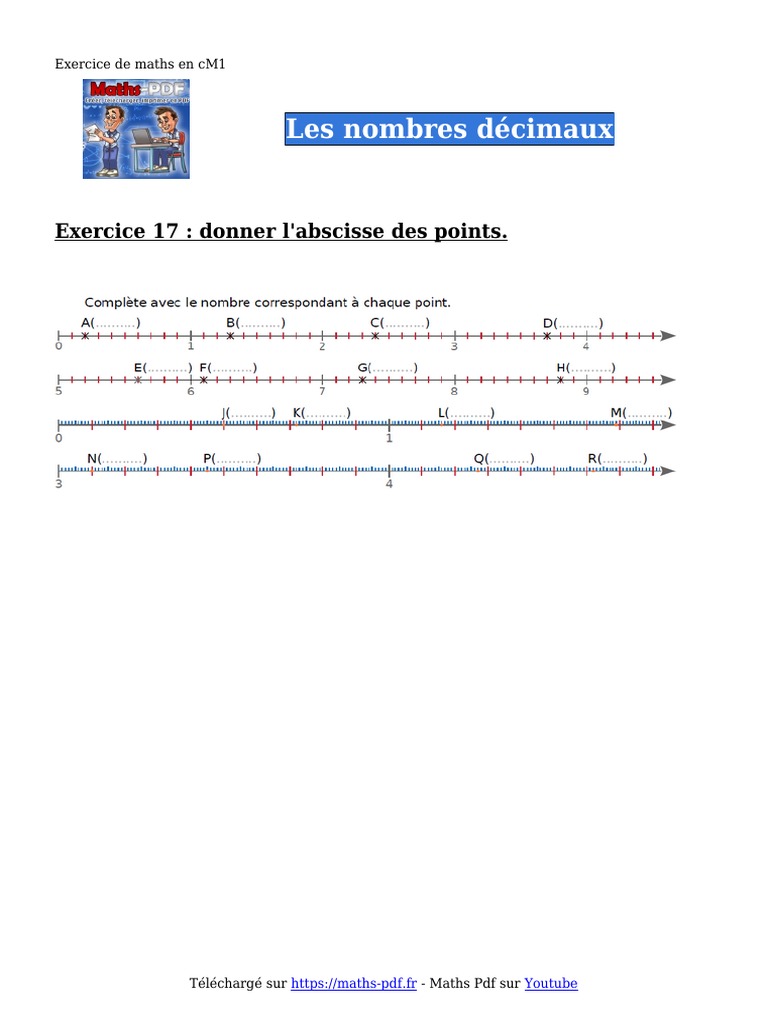 Les Nombres Decimaux Exercice 17 CM1 | PDF