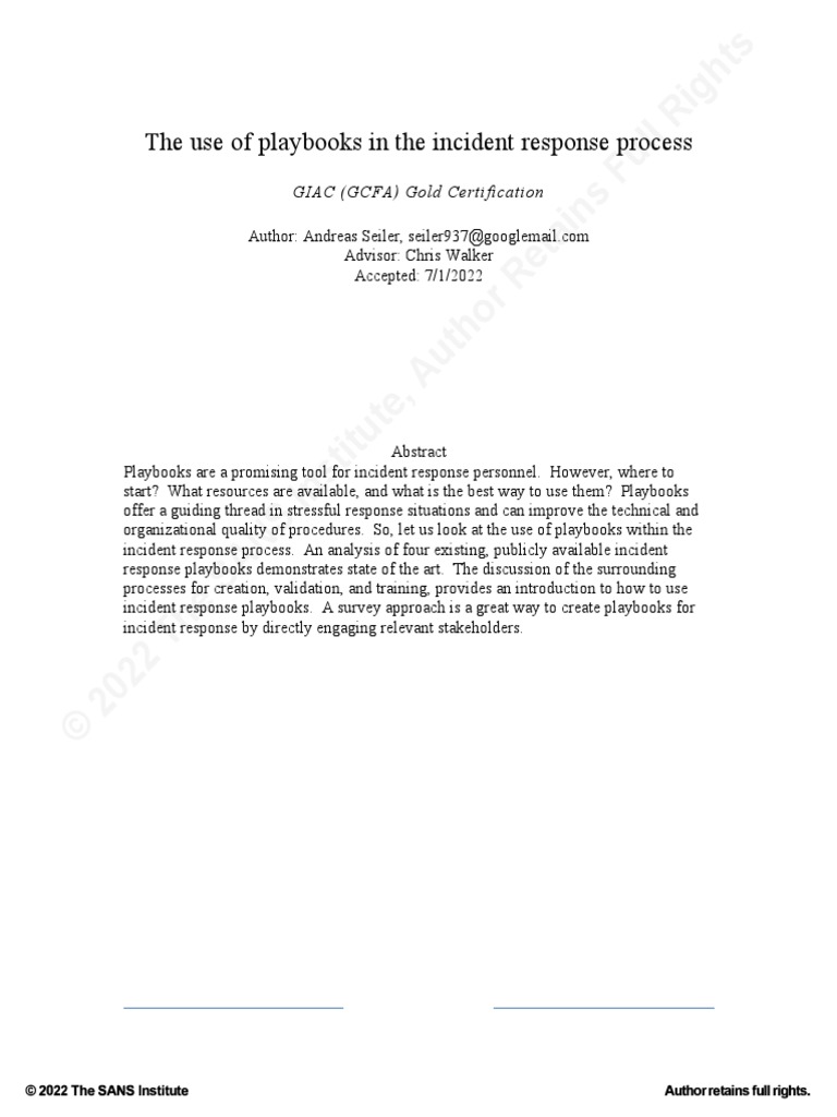 Utilizing Playbooks in Incident Response | PDF | Ransomware | Malware