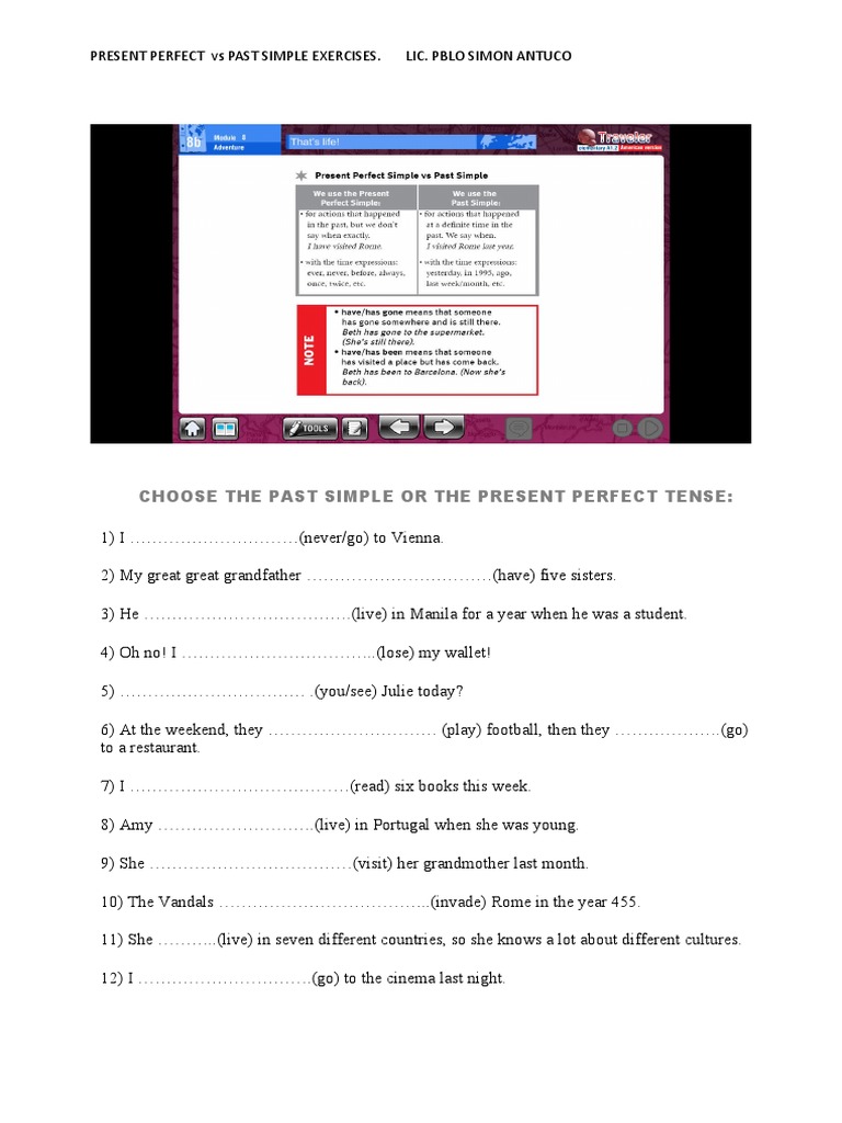 Present Perfect vs Past Simple Exercises | PDF