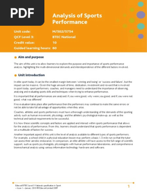 Unit 19 Analysis of Sports Performance