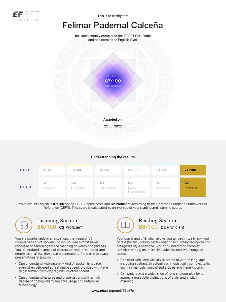 Ef Set Certificate 90 Min