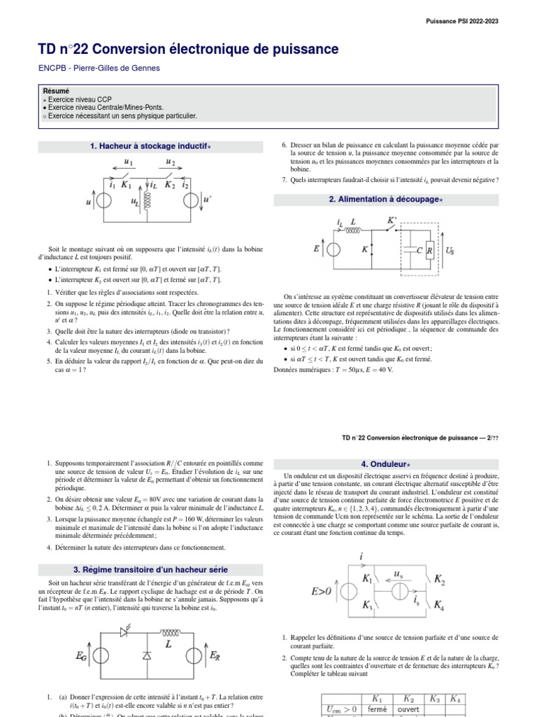 TD22 Electronique de Puissance | PDF