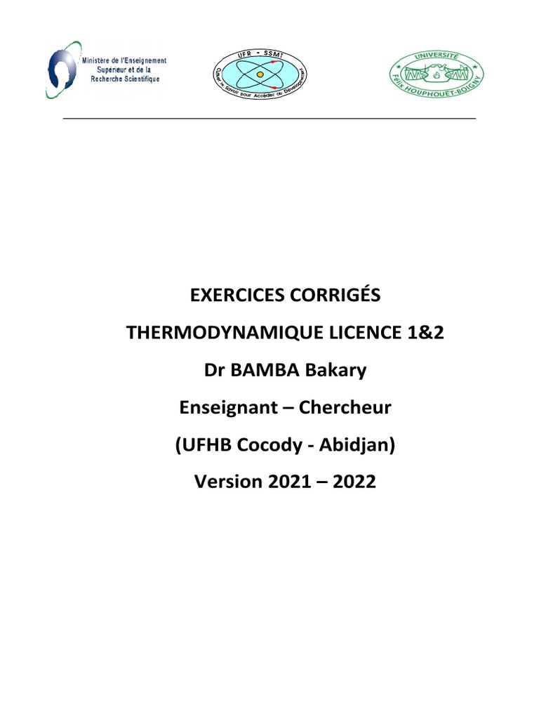Bond Graph Exercices Corriges Thermodynamique