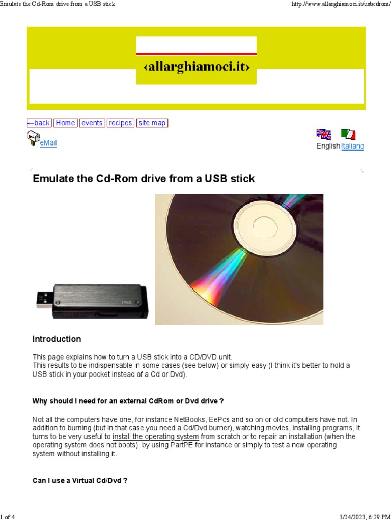 Emulate The CdRom Drive From A USB Stick PDF Usb Flash Drive Cd Rom