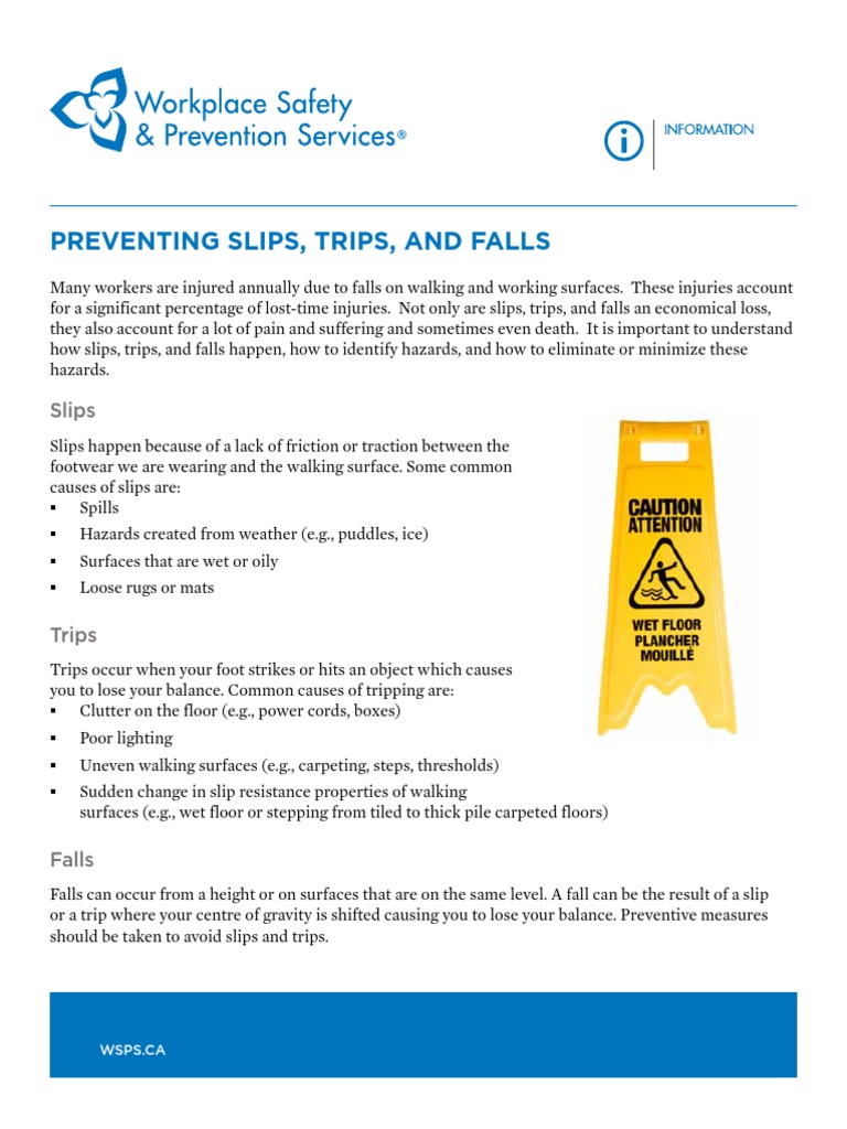 Measures To Control Slip and Falls Hazards From Canadas Workplace