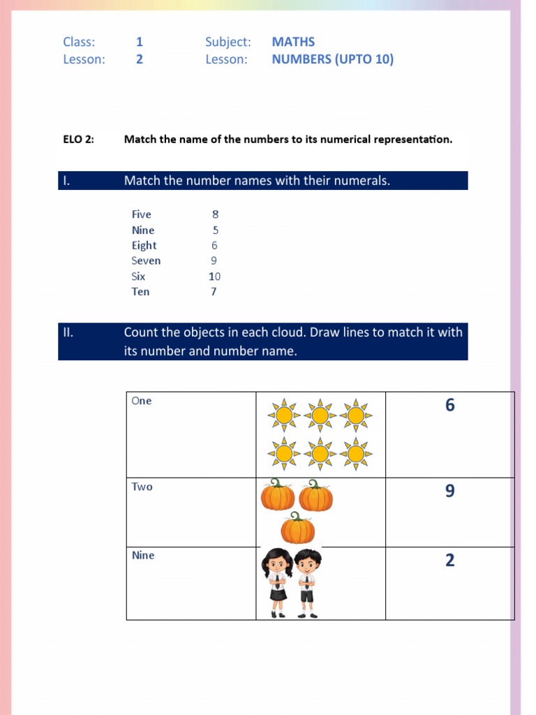 Maths Worksheet Grade 1 | PDF