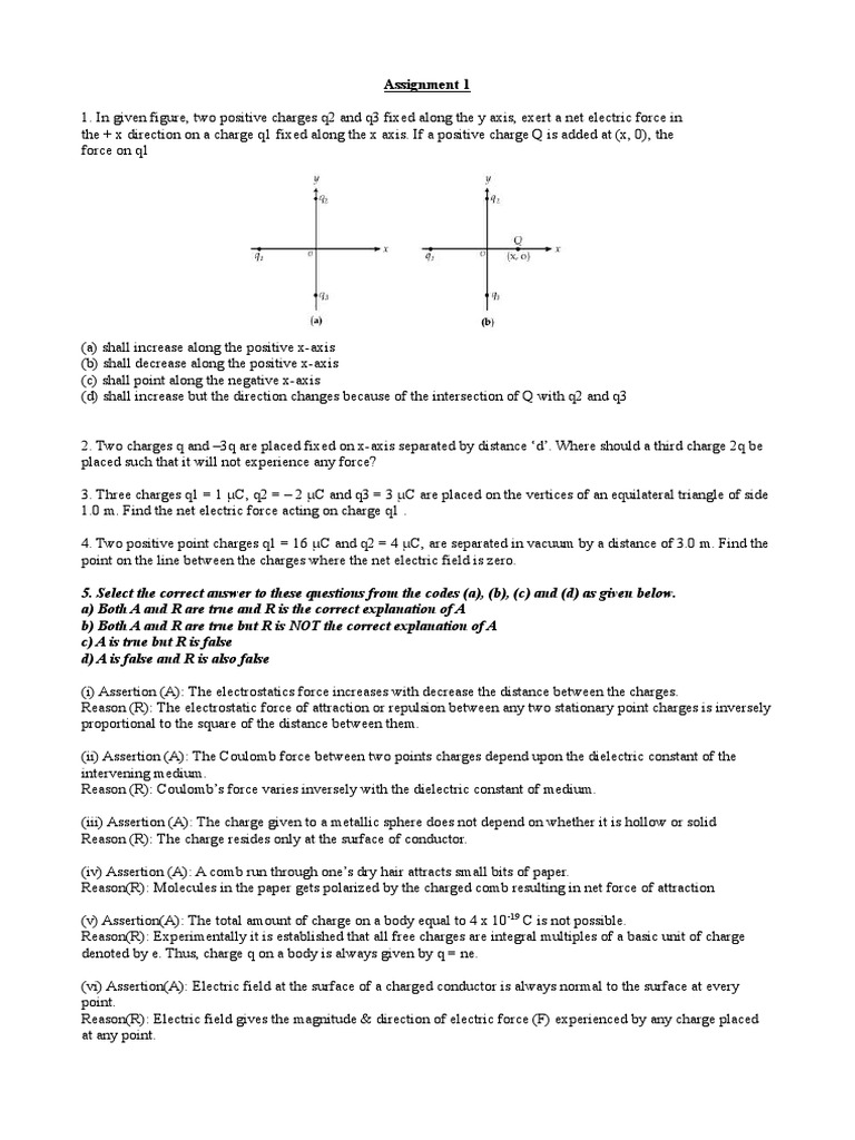 Electric Force and Charge Placement Problems | PDF | Electric Charge ...